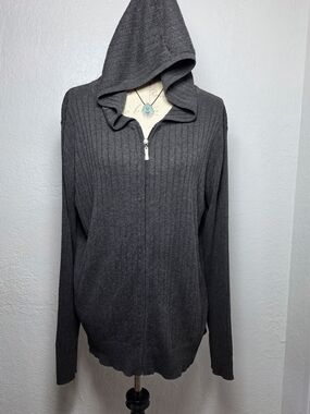 Men's Hooded Zip Sweater - Dark Gray